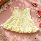 Newborn Baby Girl Embroidered Yellow and White Wrap Dress - Sweet Watermelons