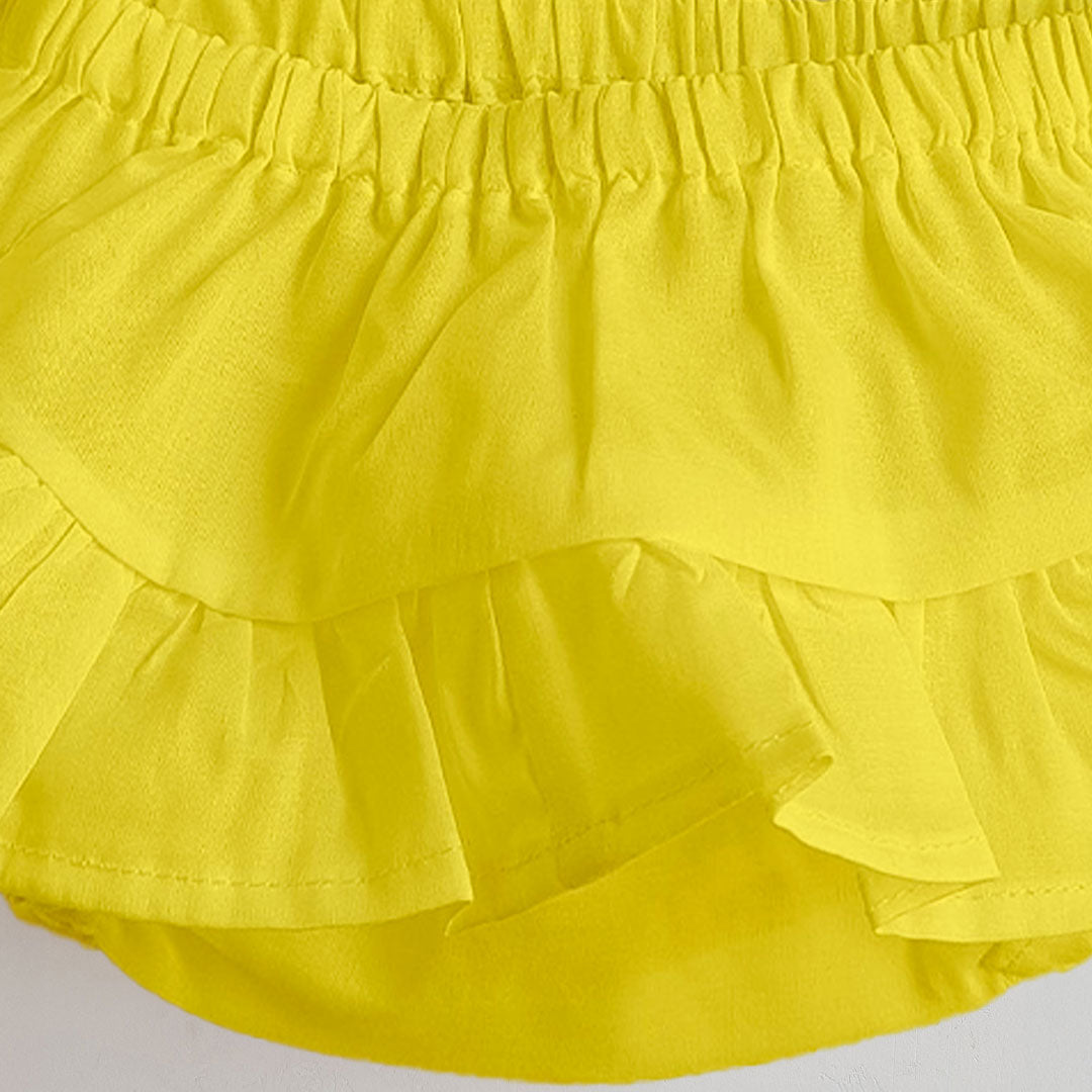 Keebee Organic Cotton Ruffled Baby Girl Bloomer - Yellow