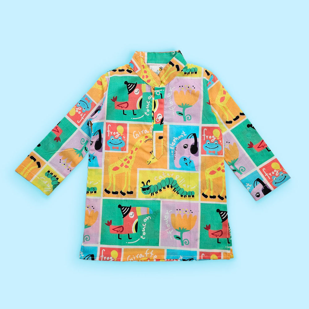 Printed Multicolor Kurta paired with Pajama Pants - Zoo Crew