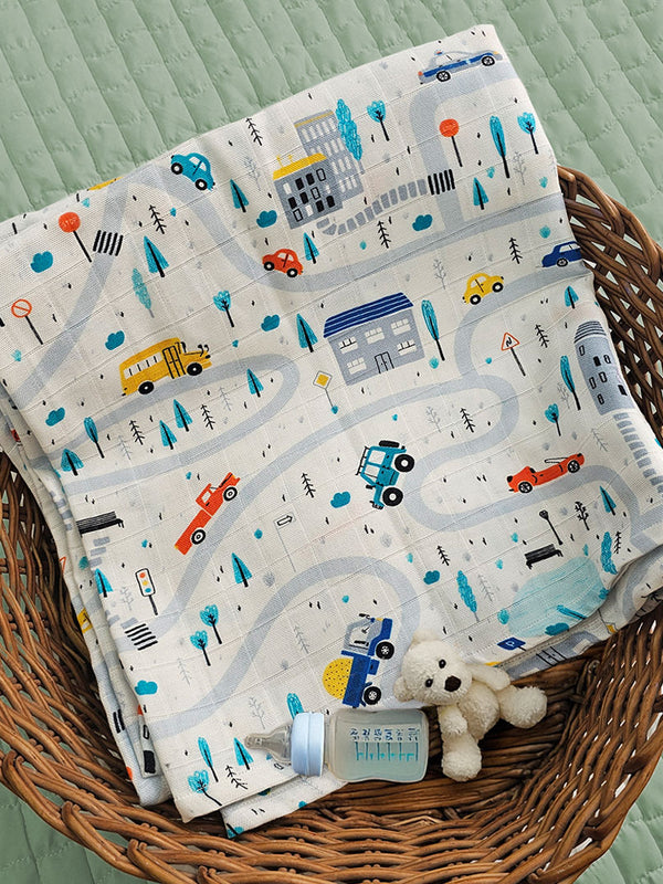 Printed Swaddle/Towel - Tiny Town