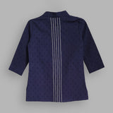 Organic Cotton Embroidered Navy Blue Kurta paired with Pajama Pants - Tiger