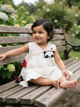White Embroidered Wrap Dress - Panda