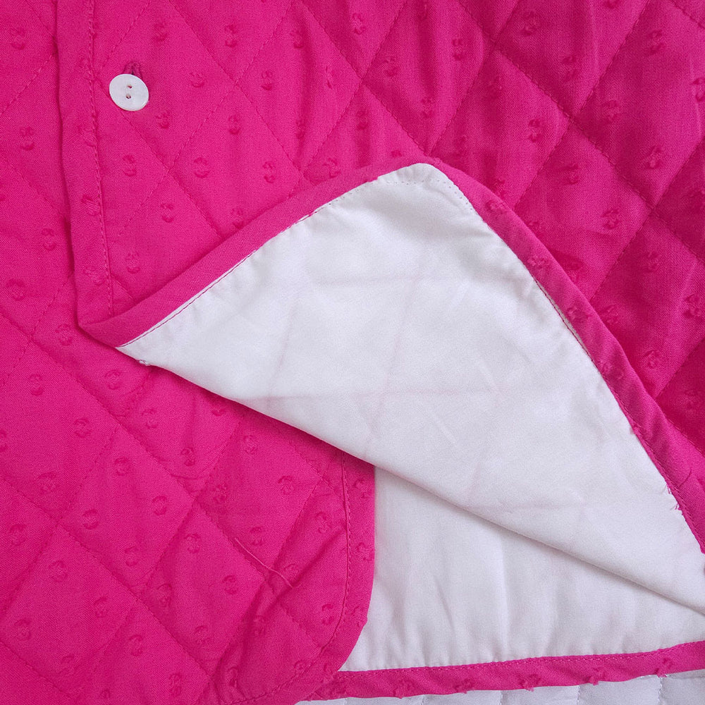 Hot Pink Button Up Quilted Jacket