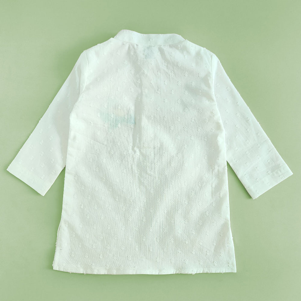 Boys Embroidered White Kurta paired with Pajama Pants - Birdsong