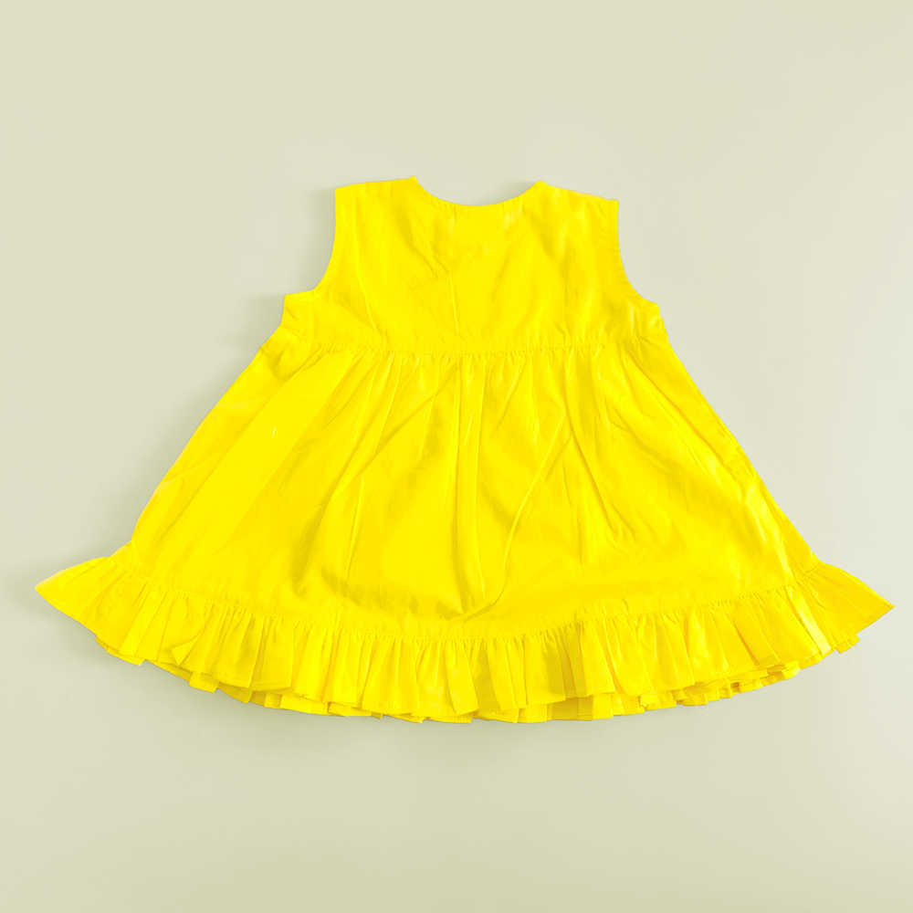 Baby Girl Embroidered Yellow Wrap Dress and Accessories Set - Lotus Pond