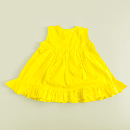 Embroidered Yellow Wrap Dress - Lotus Pond