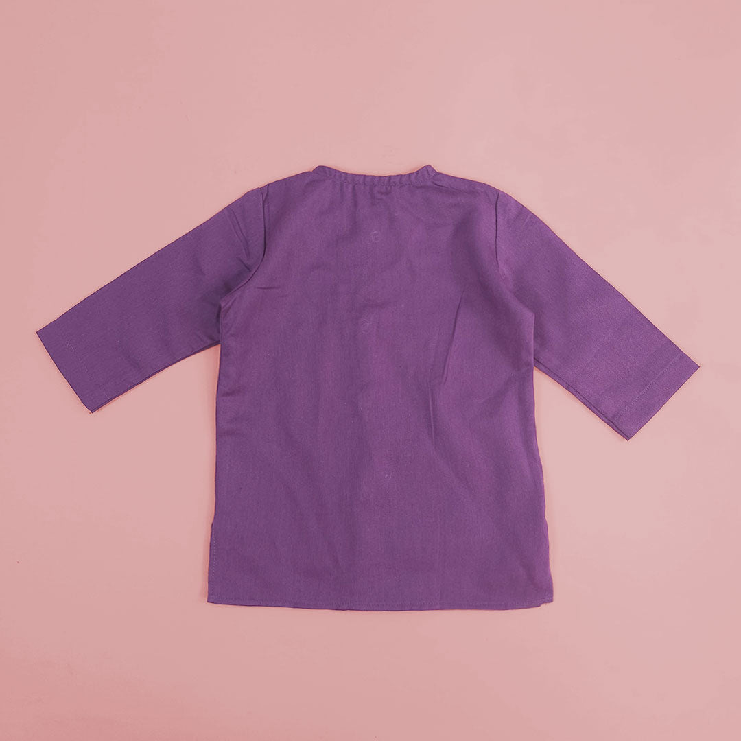 Keebee Organic Cotton Newborn Boys Purple Kurta Set - Birdcage Garden