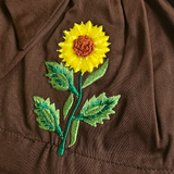 Newborn Baby Girl Embroidered Choco Brown Overlap Dress - Sunflower