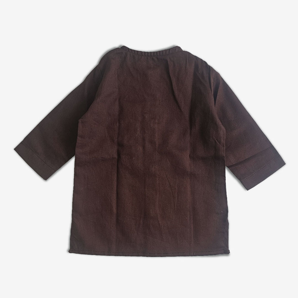 Newborn Baby Boy Choco Brown Kurta Set - Sunflower