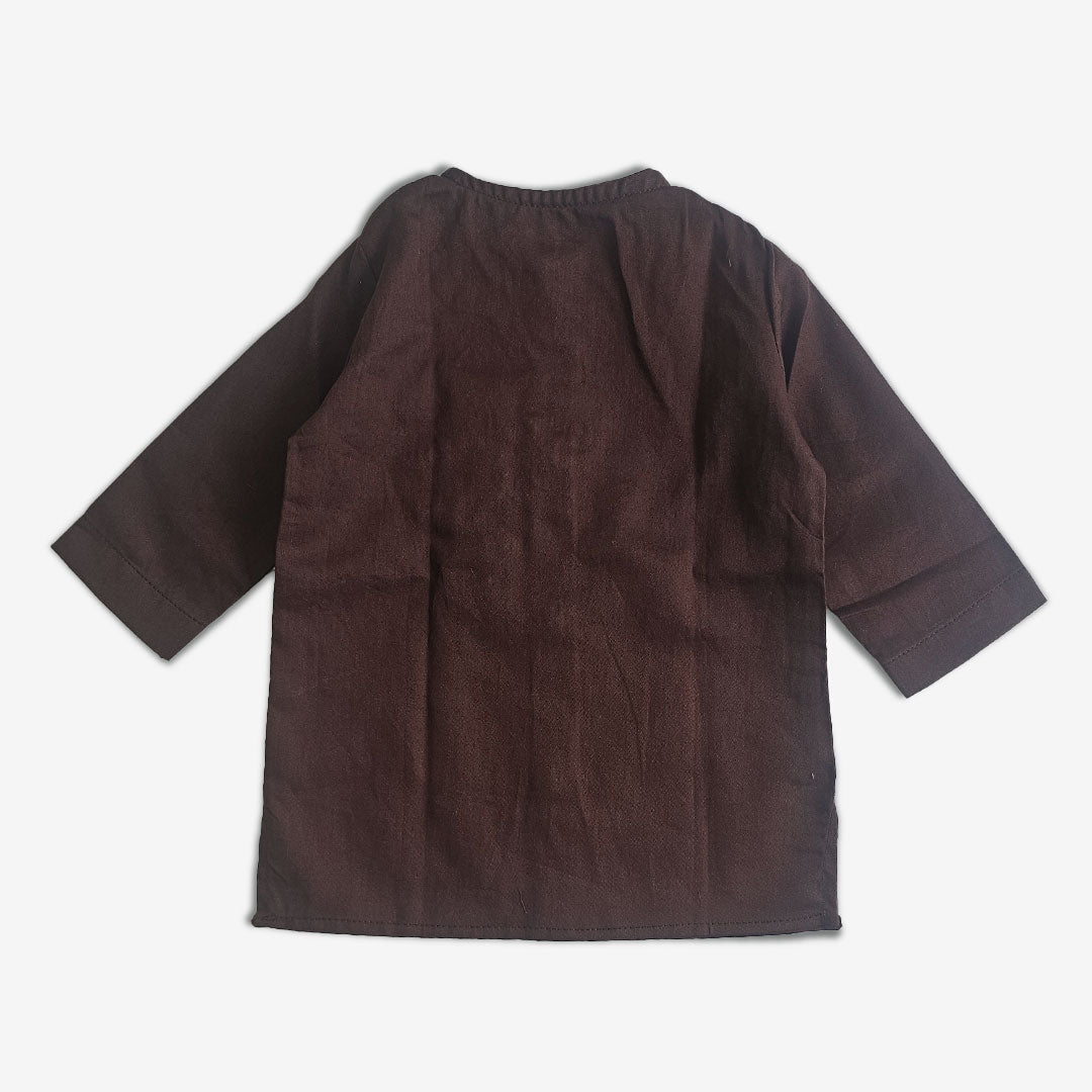 Keebee Organic Cotton Newborn Boys Choco Brown Kurta Set - Sunflower