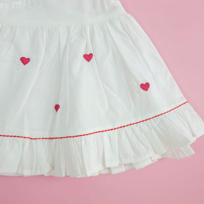 Embroidered Newborn White Wrap Dress - Hearts
