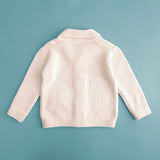 Hand Embroidered White Cardigan - Winter Lavender