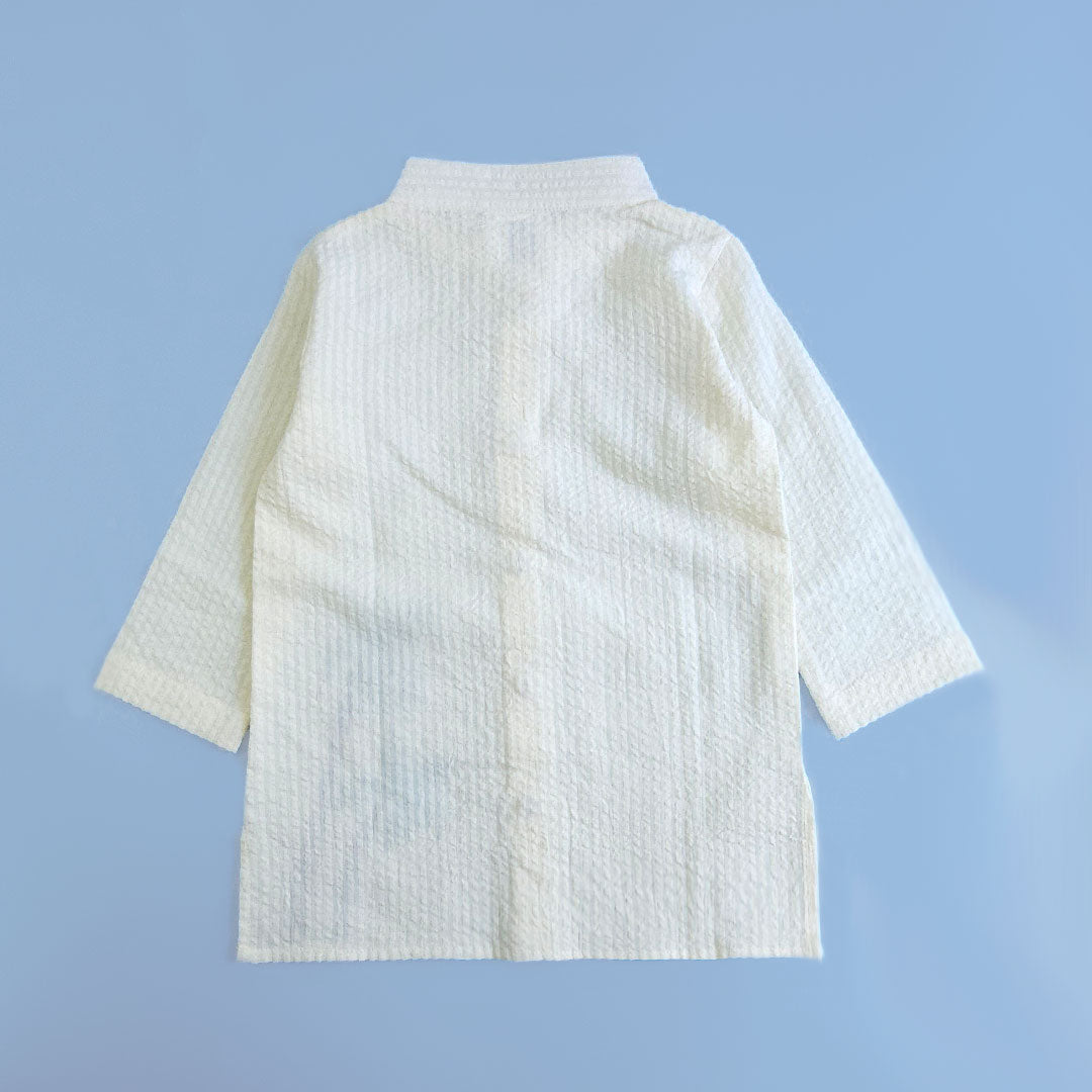 Keebee Organic Cotton Yellow Embroidered Kurta paired with Pajama Pants - Palm Trees