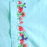 Aqua Embroidered Shirt with Putta Texture - Mushrooms