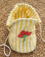 Baby Girl Embroidered Yellow and White Tie-Up Style Baby Booties – Little Red Flower