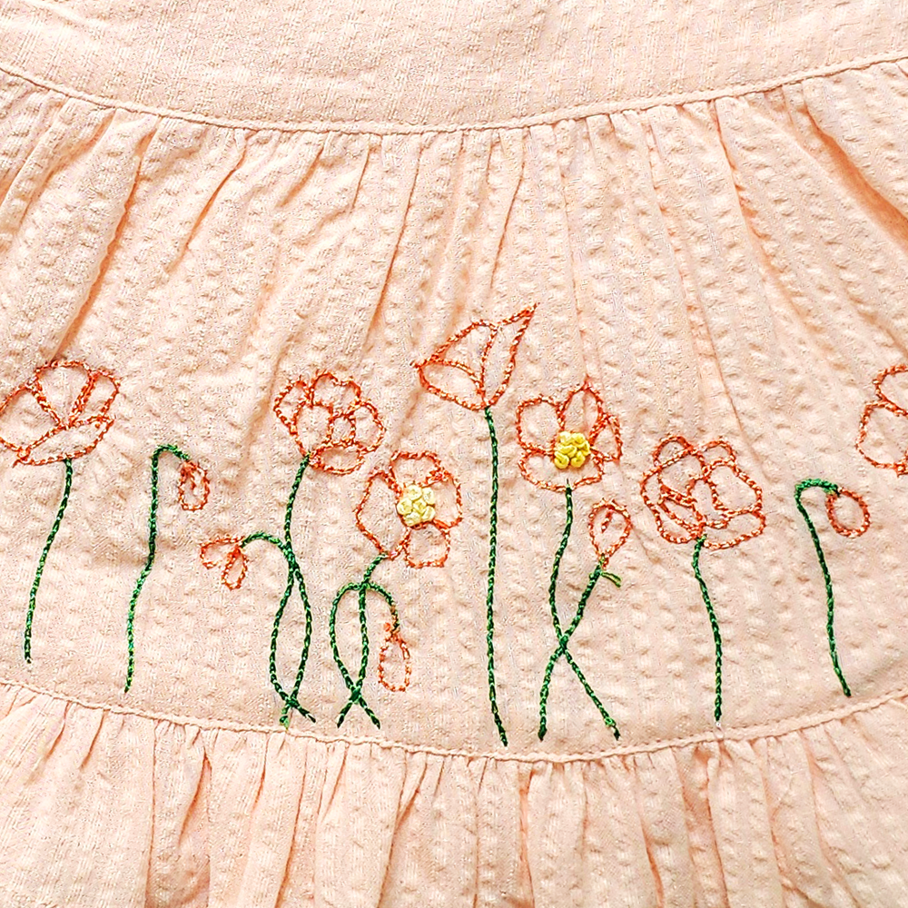 Newborn Baby Girl Embroidered Sweet Peach Wrap Dress - Poppy Field