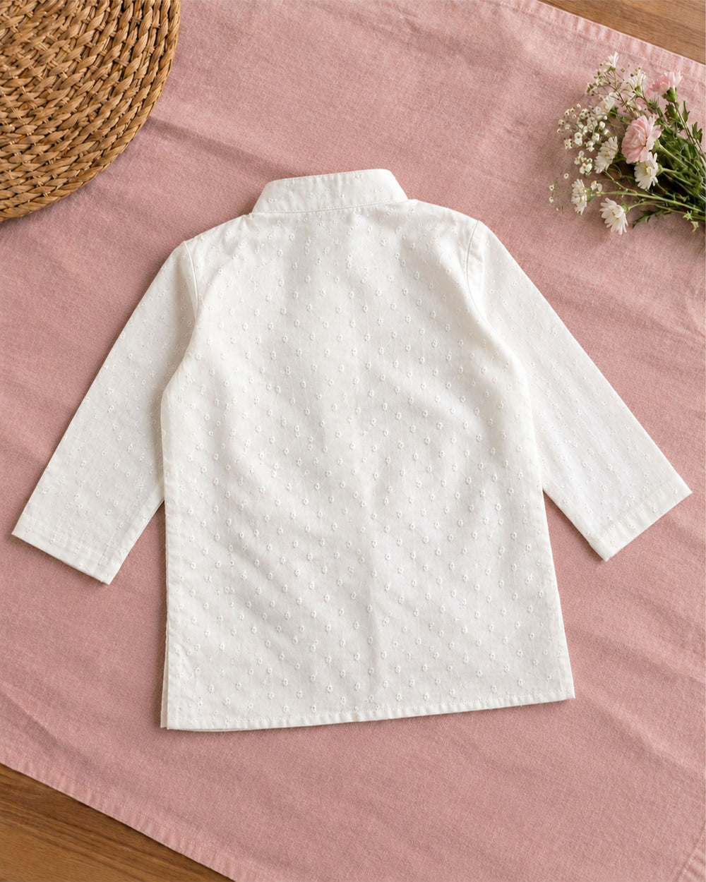 Boys White and Green Embroidered Kurta and Pajama Pants Set - Bloom in Window