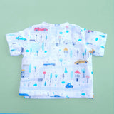 Muslin Printed White Jabla, Diaper Pants and Accessories Set - Tiny Town