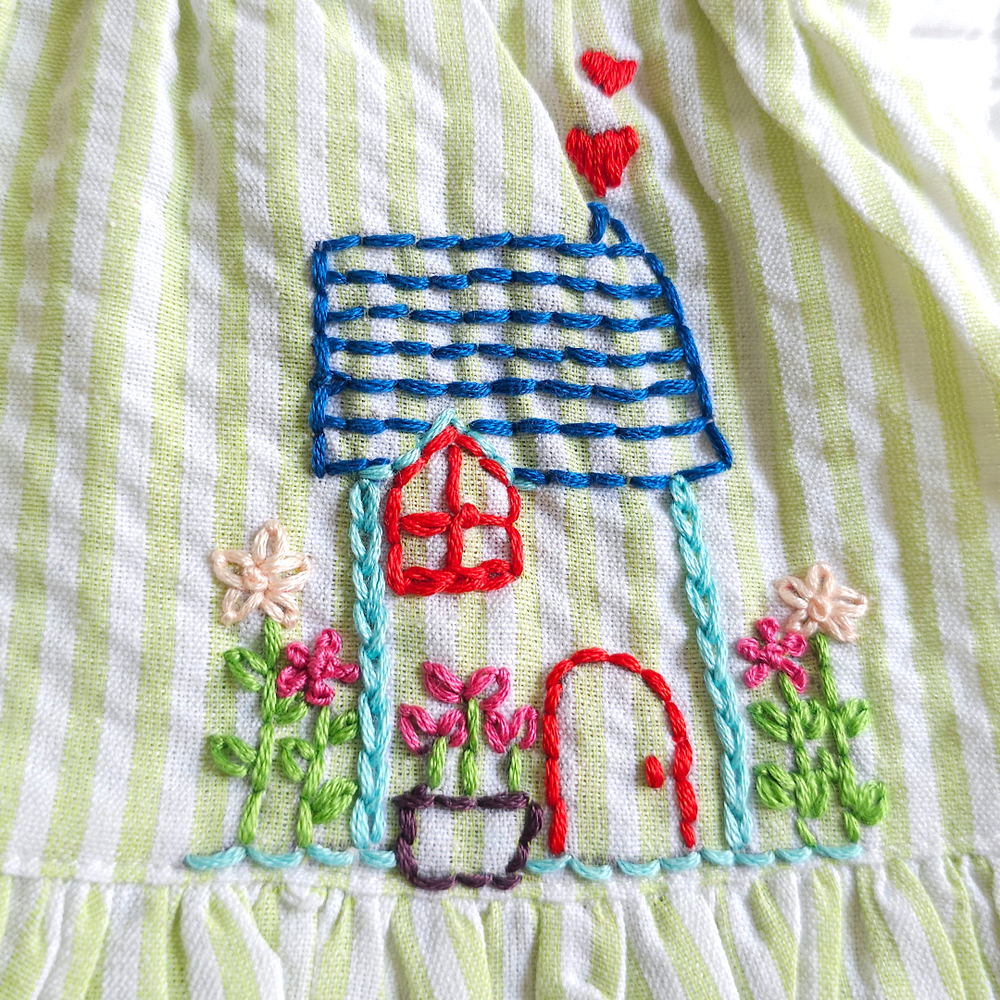 Newborn Baby Girl Embroidered Lime Green and White Wrap Dress - Home Sweet Home