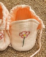 Baby Girl Embroidered Sweet Peach Tie-Up Style Baby Booties – Poppy Field