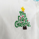Embroidered White Puff Sleeve Dress - 'My First Christmas'