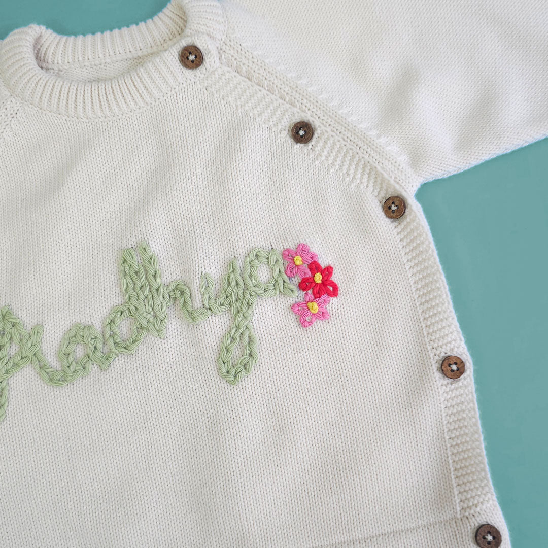 Keebee Organic Cotton Personalized Sweater With Your Baby's Name