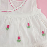 Embroidered Newborn White Wrap Dress - Tulip