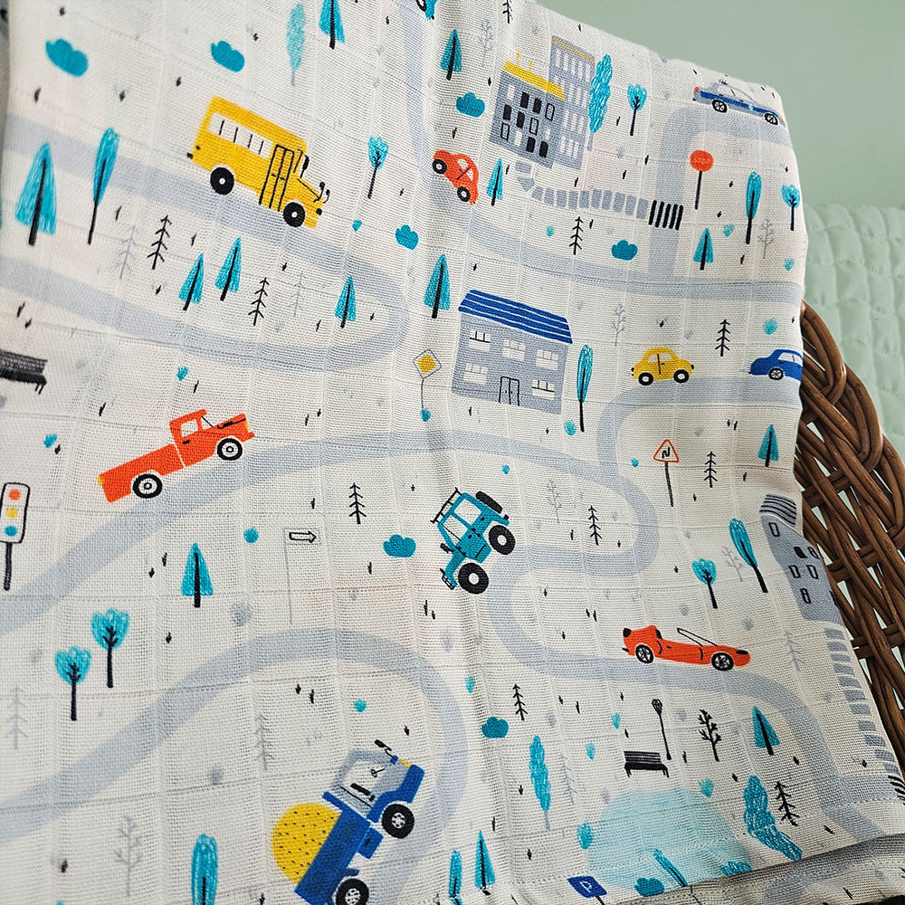 Printed Swaddle/Towel - Tiny Town