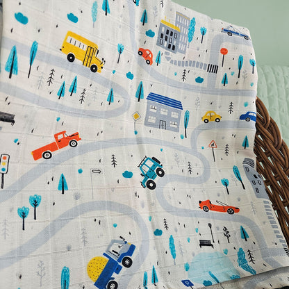 Printed Swaddle/Towel - Tiny Town