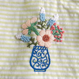 Baby Girl Embroidered Green and White Romper with Ruffles - Flower Vase