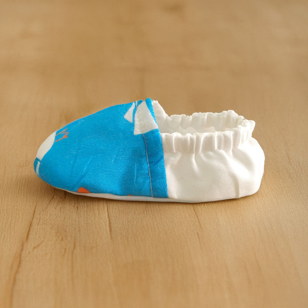 Keebee Organic Cotton Printed Baby Shoes - Blue Birdie