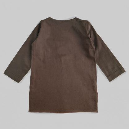 Embroidered Choco Brown Kurta and Pajama Pants Set - Plantain