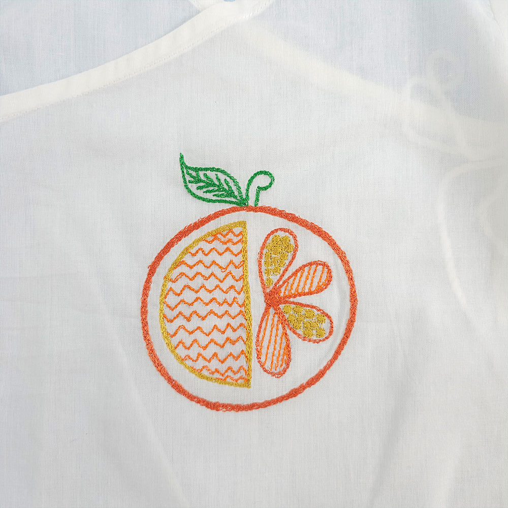 Full Sleeve Embroidered Baby Jabla - Orange