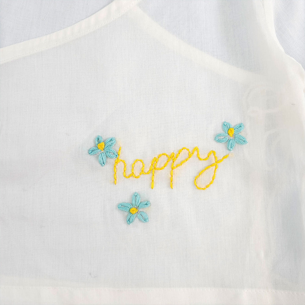 Full Sleeve Embroidered Baby Jabla - Happy
