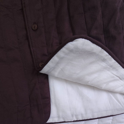Choco Brown Button Up Quilted Jacket