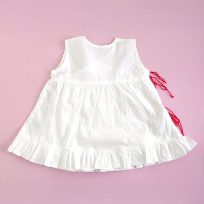 Embroidered White Dress and Accessories Set - Merry Holly