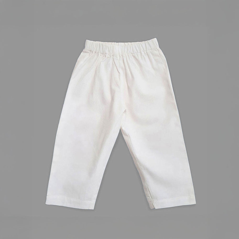 Boys Embroidered White Kurta paired with Pajama Pants - Birdsong