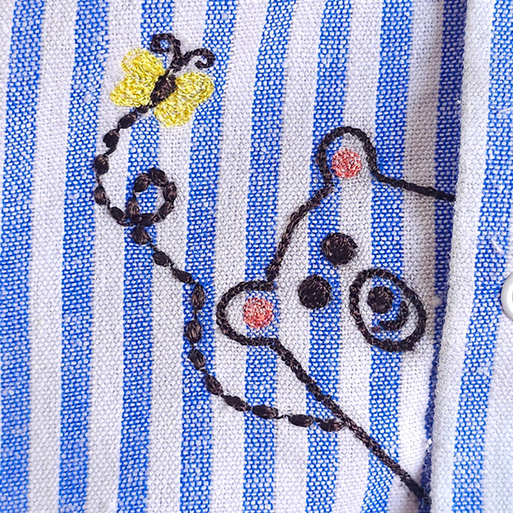 Boys Embroidered Blue and White Shirt - Peek-A-Bear