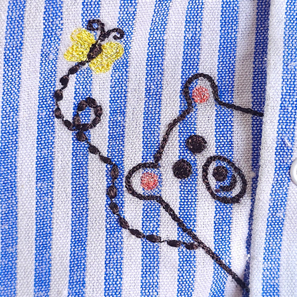 Embroidered Blue and White Shirt - Peek-A-Bear