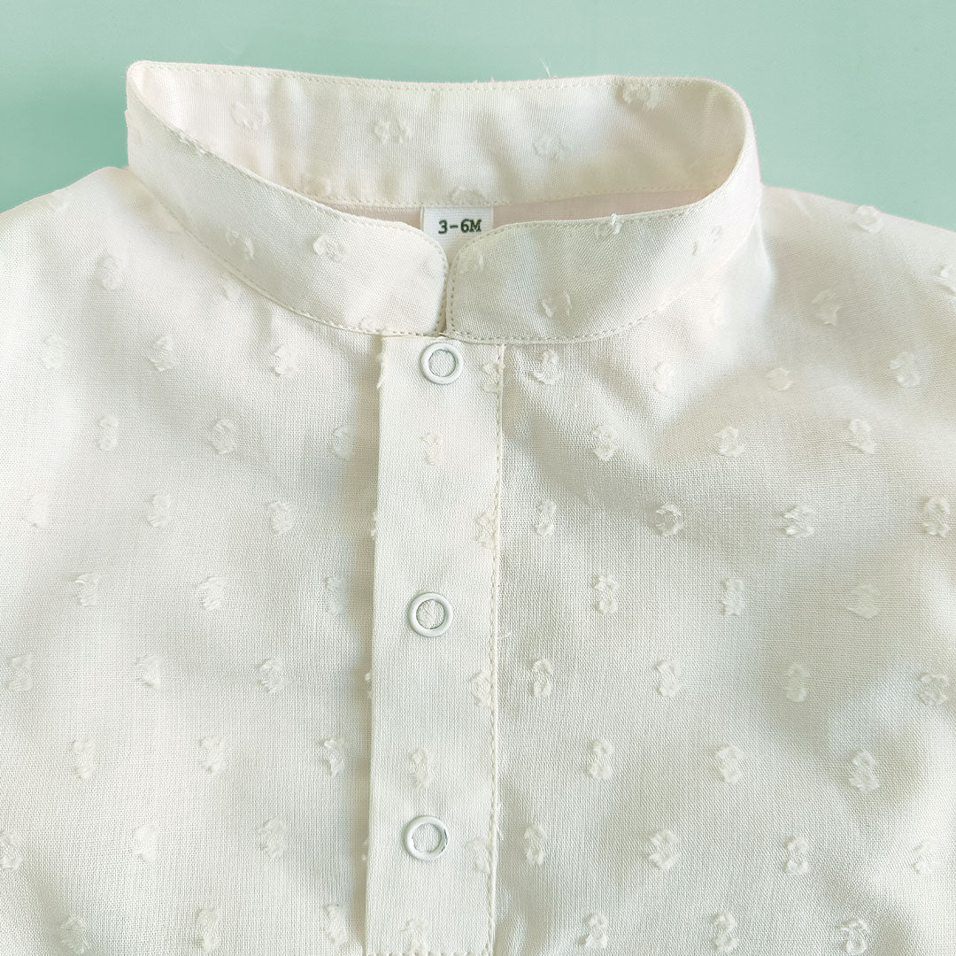 Keebee Organic Cotton Textured Kurta paired with Pajama Pants - White