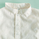 Boys Textured Kurta paired with Pajama Pants - White