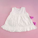 Embroidered White Dress and Accessories Set - Rabbit