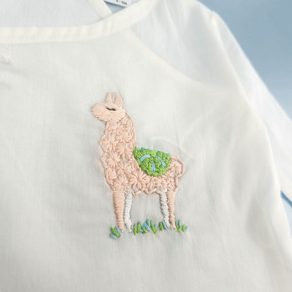 Full Sleeve Embroidered Baby Jabla - Llama