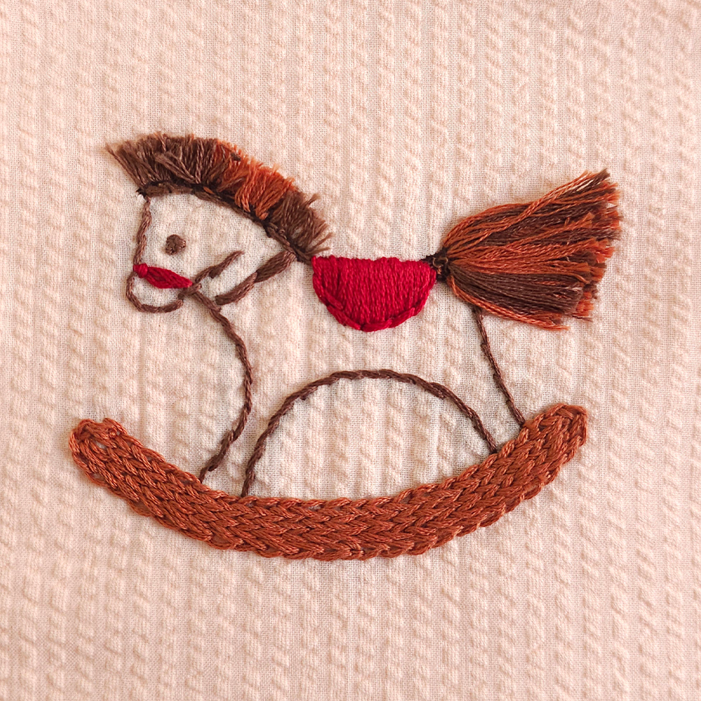 Unisex Baby Embroidered Sweet Peach Jabla - Rocking Horsey