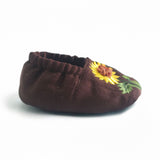 Embroidered Choco Brown Overlap Dress and Accessories Set - Sunflower Garden