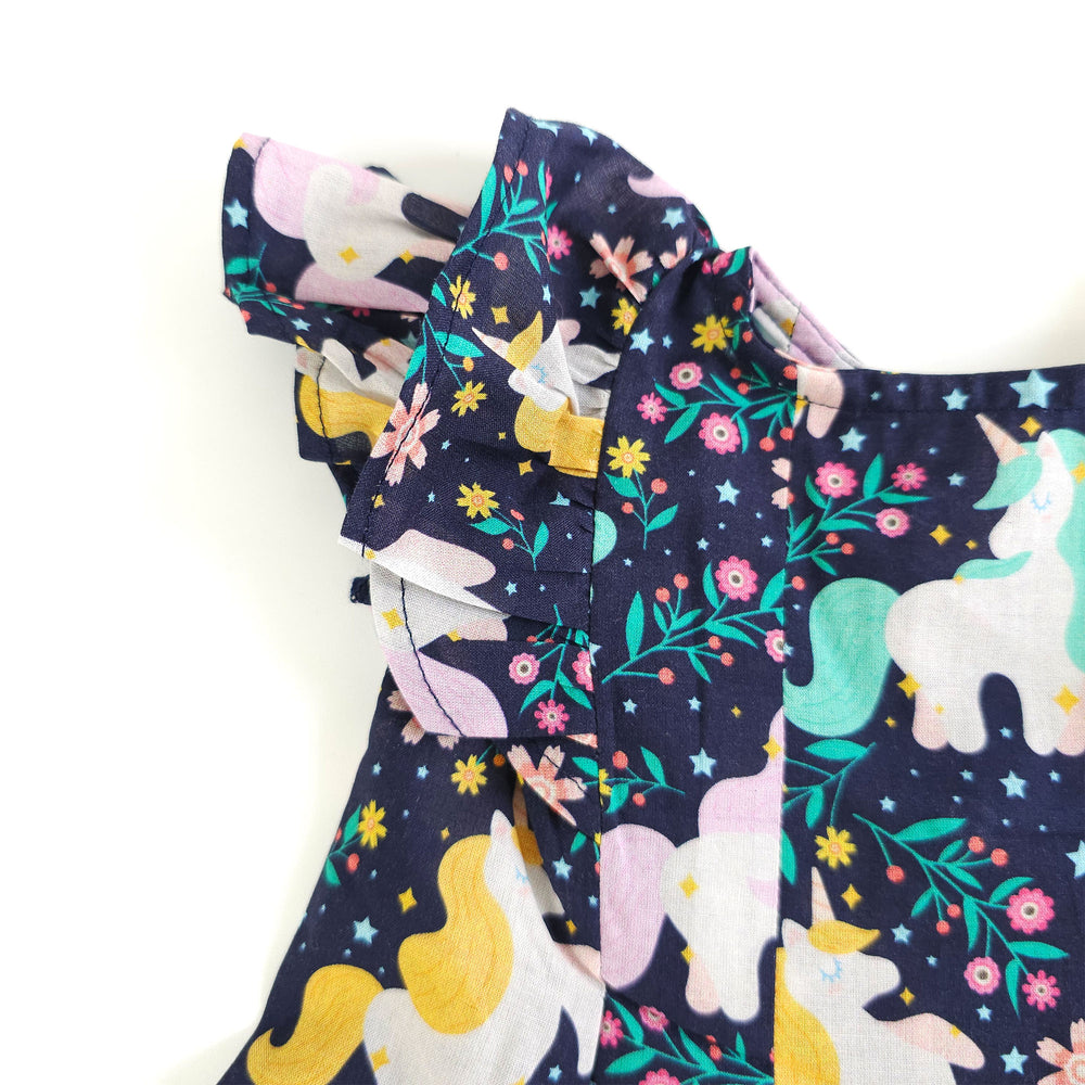 Girls Printed Iris Dress - Unicorns