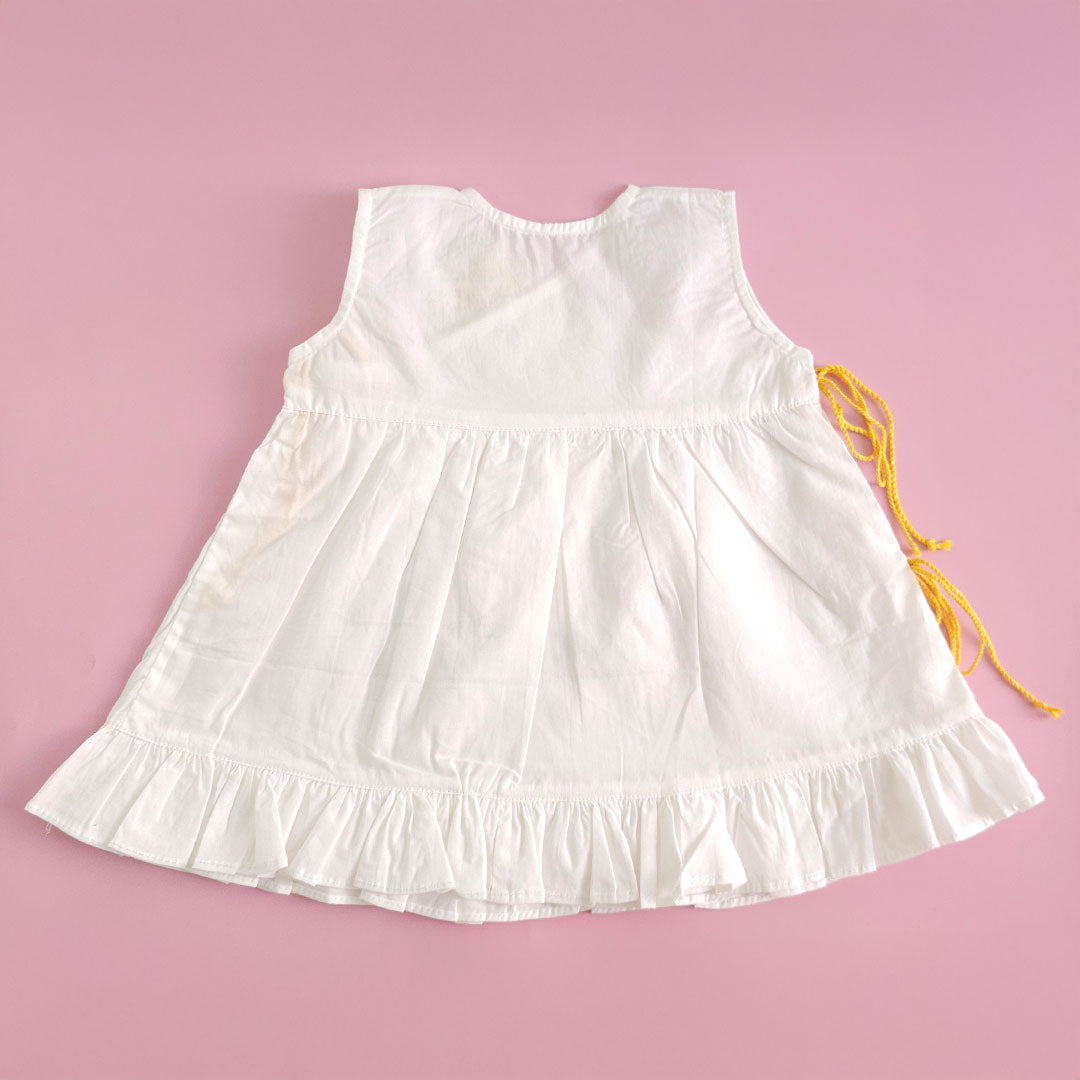 Keebee Organic Cotton Baby Girl Embroidered White Dress and Accessories Set - Sunny Garden
