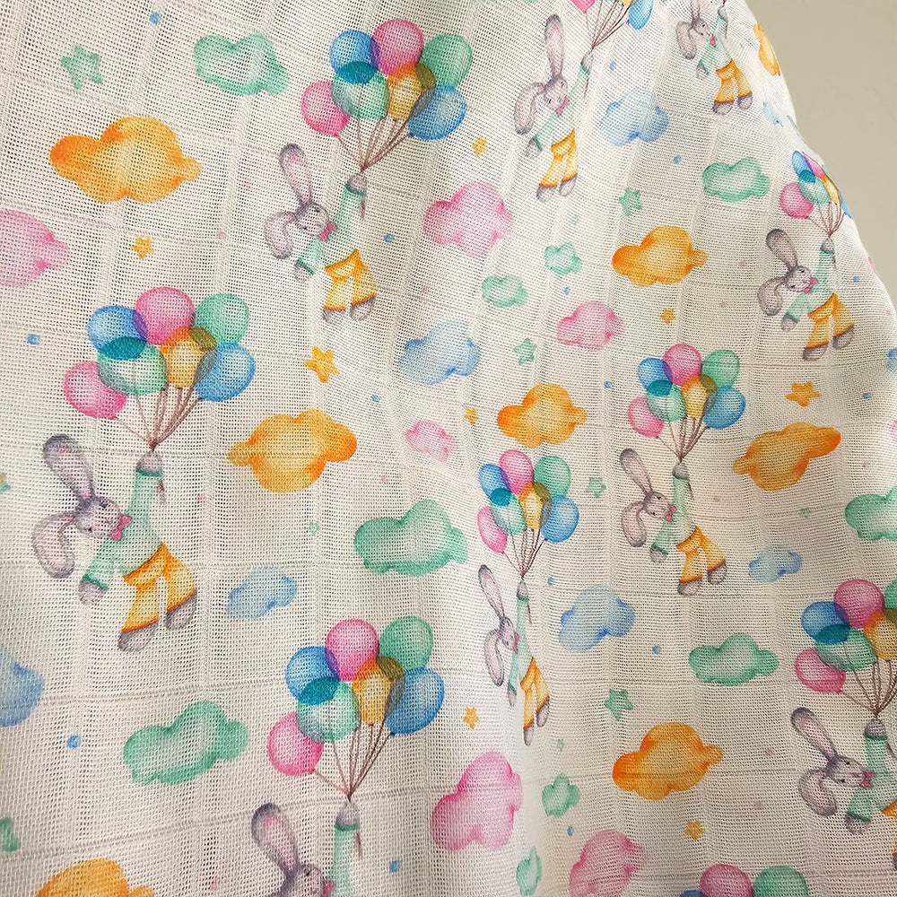 Printed Swaddle/Towel - Bunny with Balloons