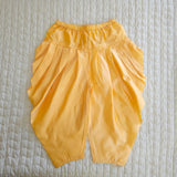 Boys Handloom Raw Silk Blue Ikat Kurta and Golden Yellow Dhoti Salwar Pants Set