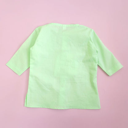 Embroidered Mint Green Newborn Kurta & Dhoti Pant Set – Birds in Bloom